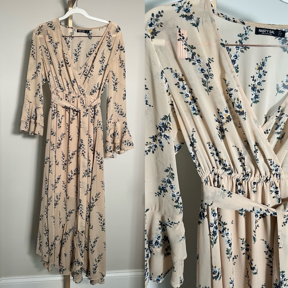 Nasty Gal Floral Ruffle Midaxi Dress